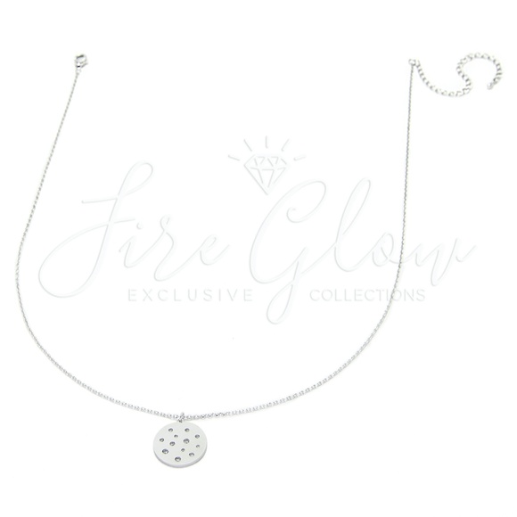 Silver Studded Disc Pendant Necklace - Picture 7 of 8